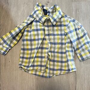 4/$30 Plaid Kids Shirt - Blue, Yellow, White